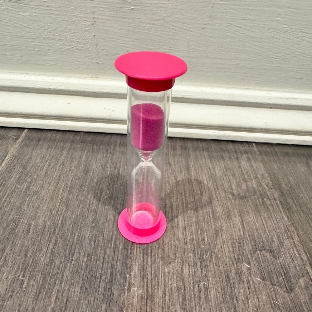 NWOT Pink & Clear Plastic Sand Timer Kids Toddlers Girls